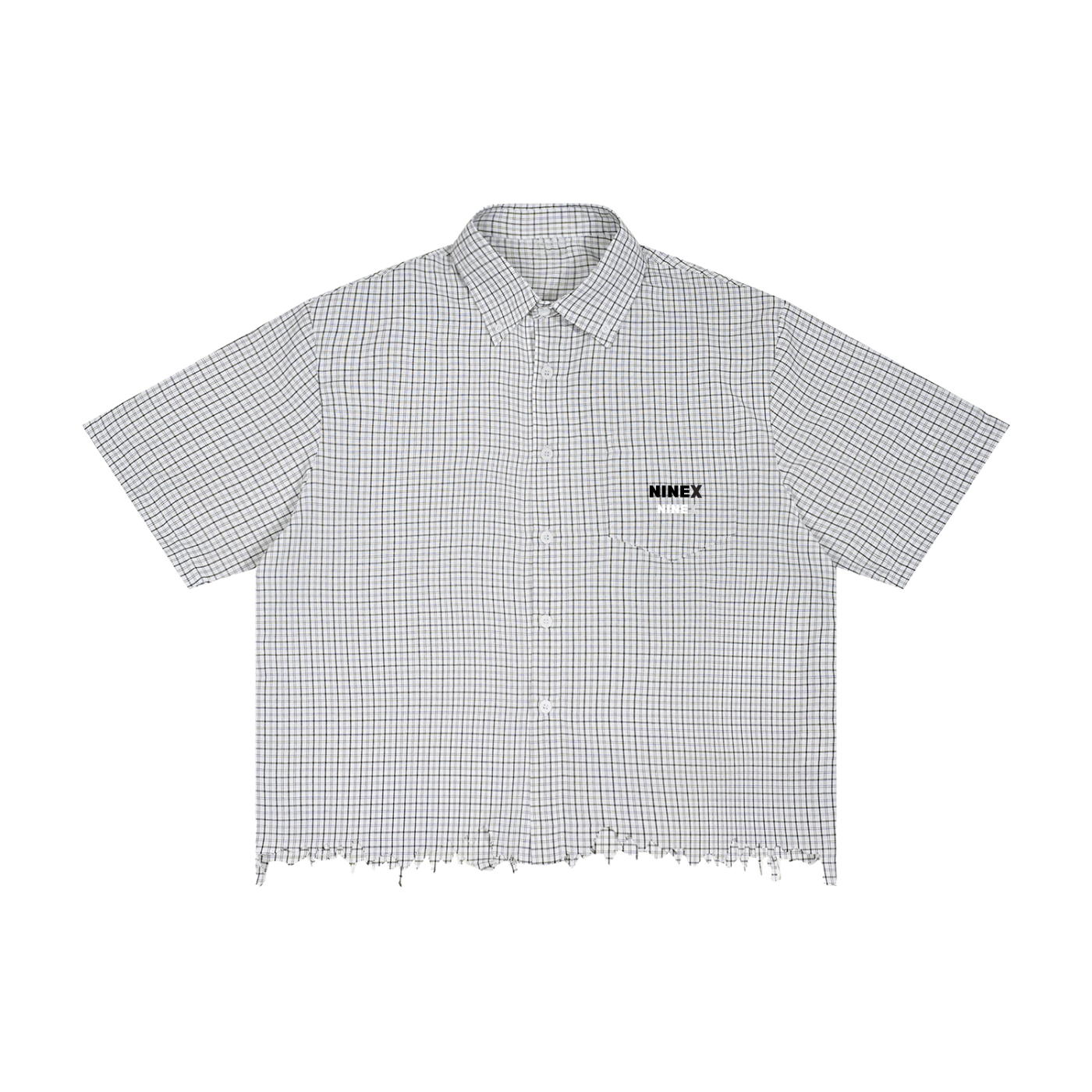 Unisex Distressed Plaid Boxy Shirt