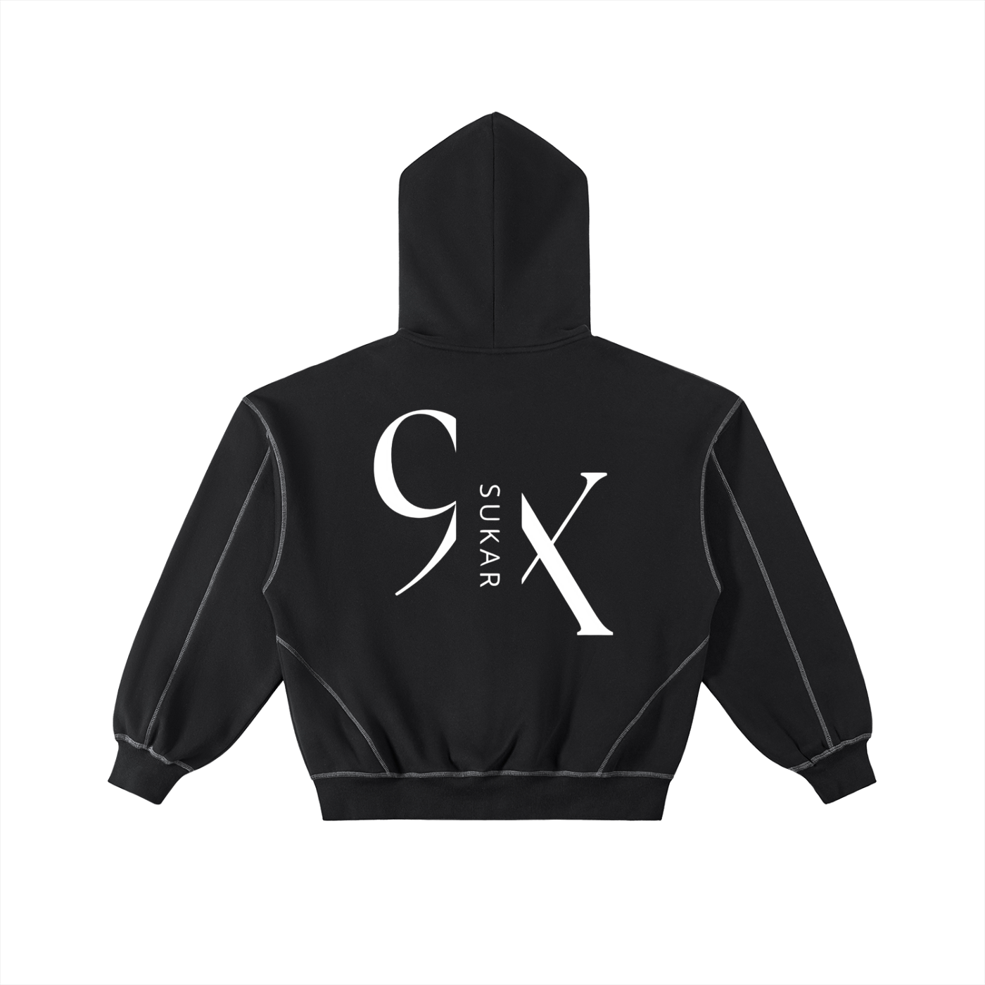 Contrast-Stitched Boxy Fleece Zip Hoodie