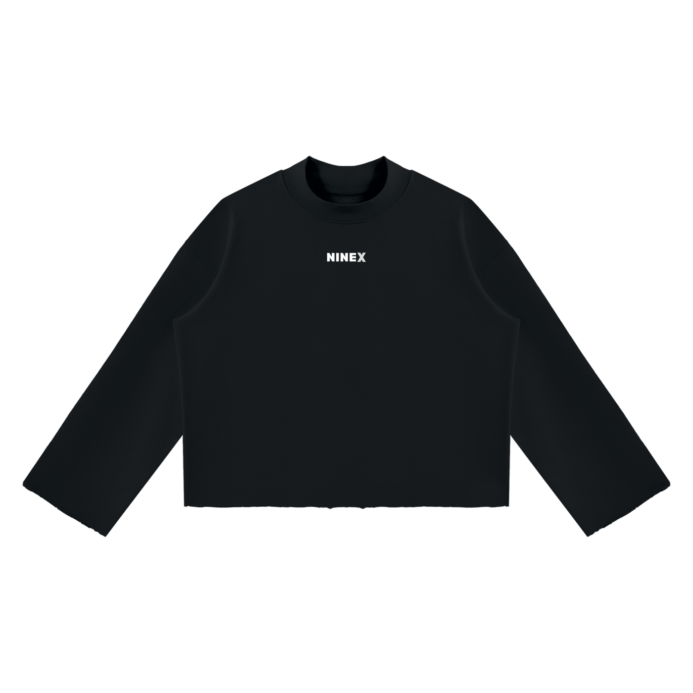 Unisex Mock Neck Raw Edge Boxy Sweatshirt