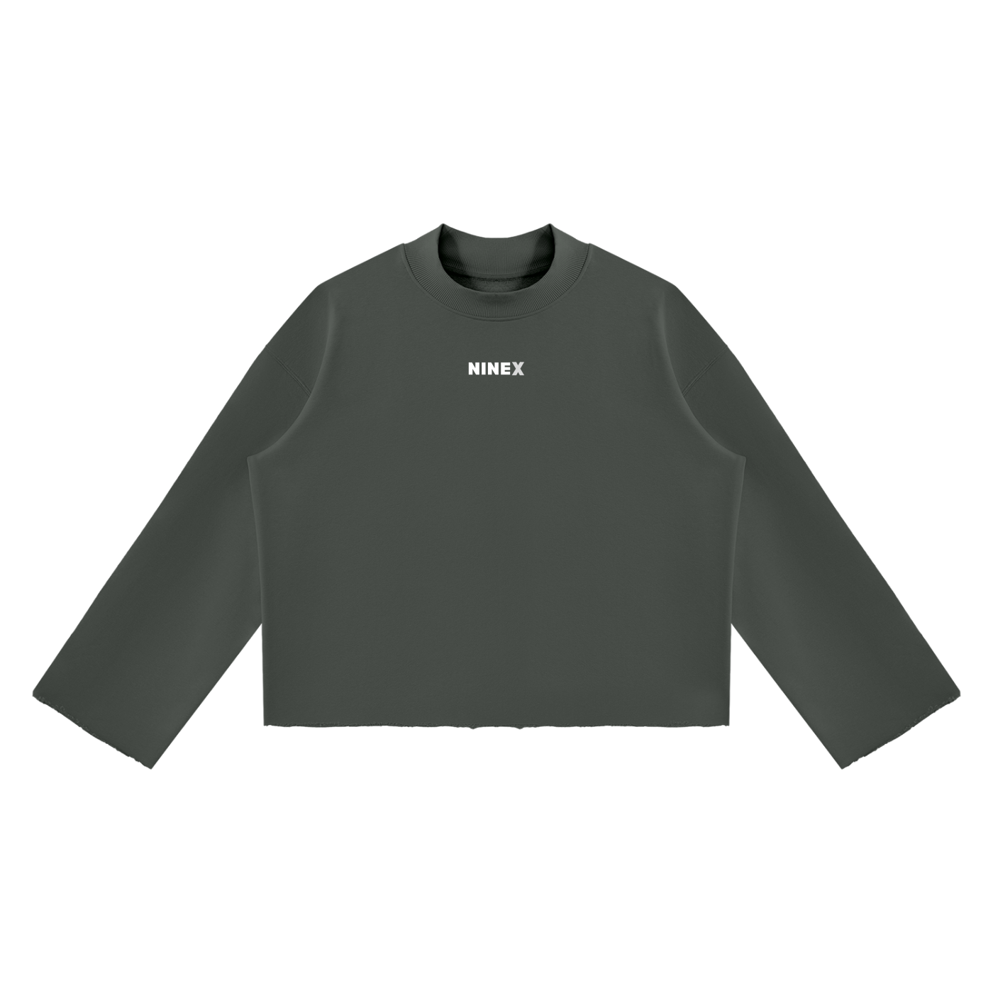 Unisex Mock Neck Raw Edge Boxy Sweatshirt
