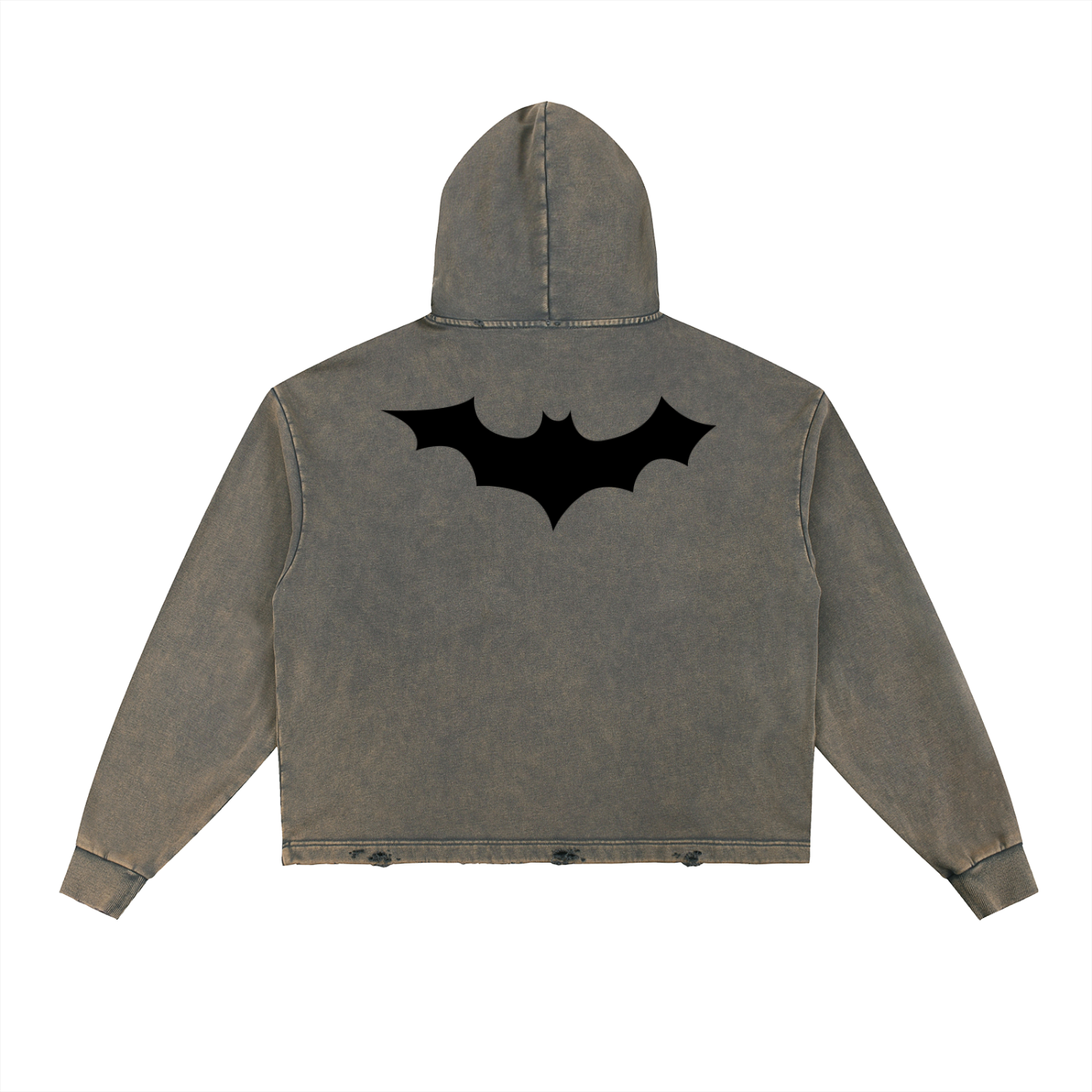 Vintage Washed Frayed-Hem Hoodie