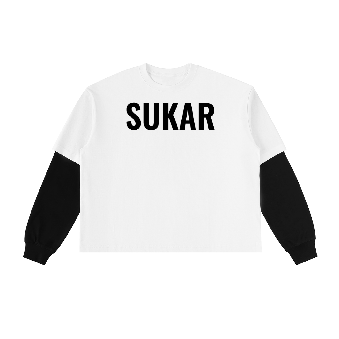 Layered Contrast Sleeve Cotton T-Shirt