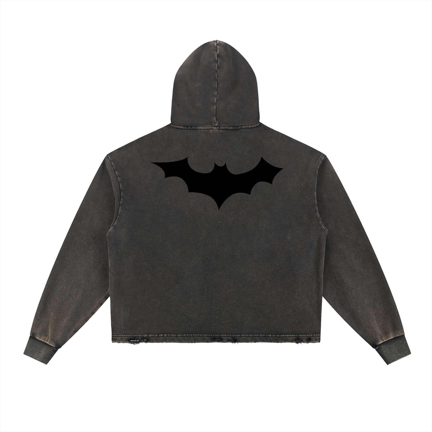 Vintage Washed Frayed-Hem Hoodie