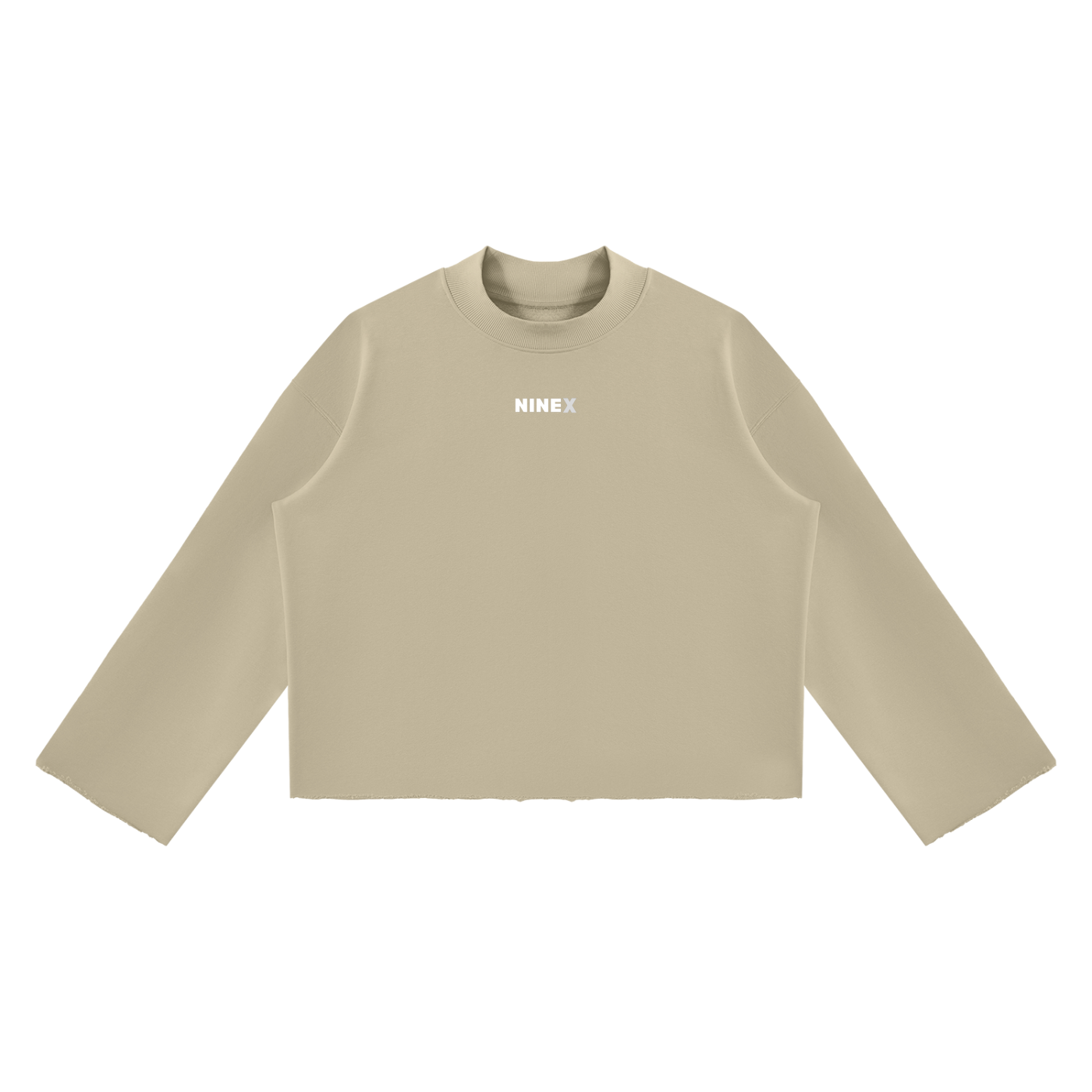 Unisex Mock Neck Raw Edge Boxy Sweatshirt